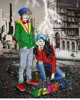 ZuzaIi Antek mlodzi z lodzi narysowani komiksowo